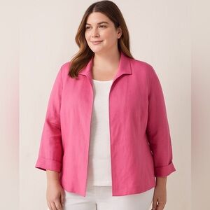 Talbots Pink Linen Open Front Blazer Size 18 NWT $159